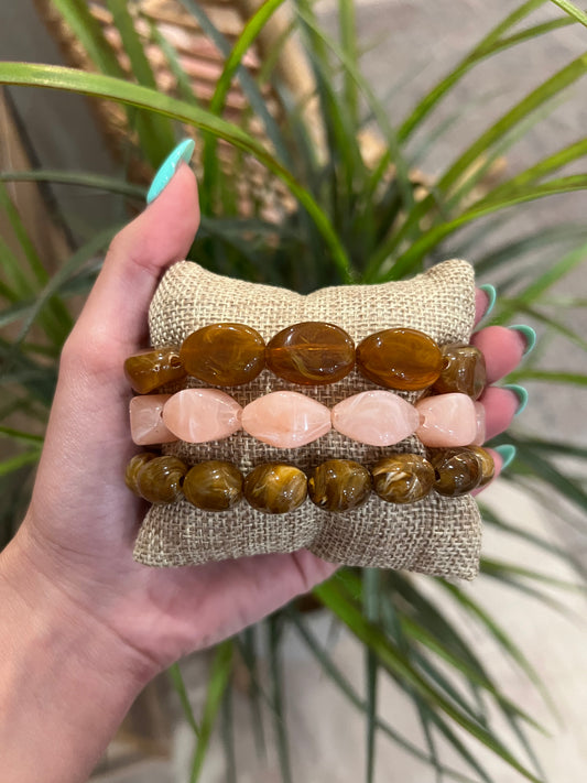 Gigi Beaded Bracelet Set: Pink/Choco