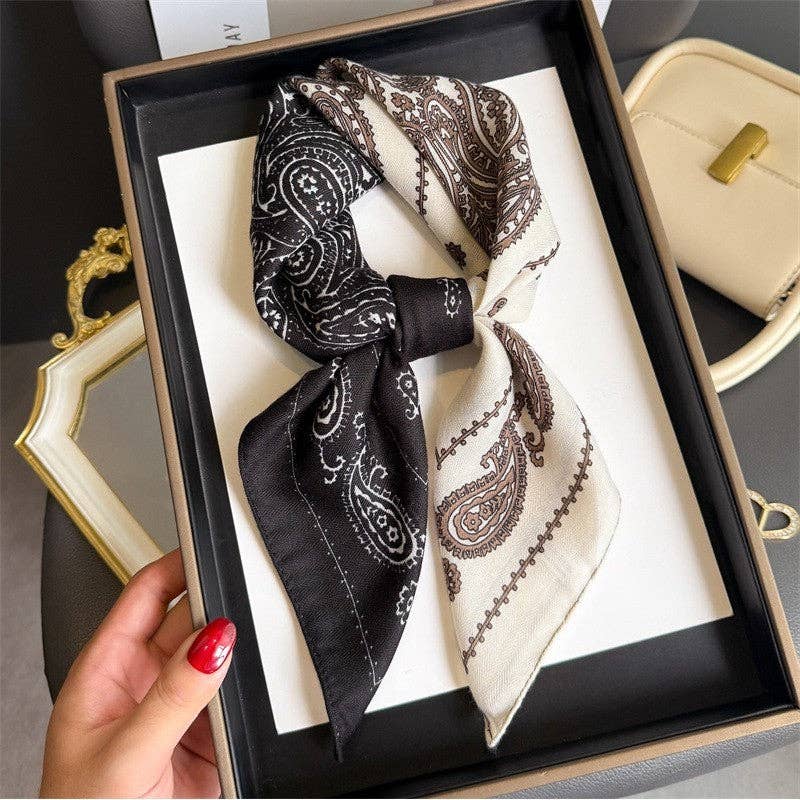Square Scarf: Black/Taupe