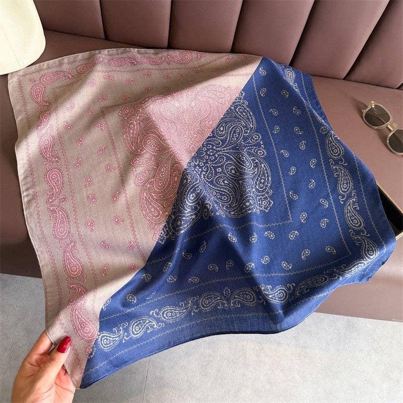 Square Scarf: Navy/Taupe