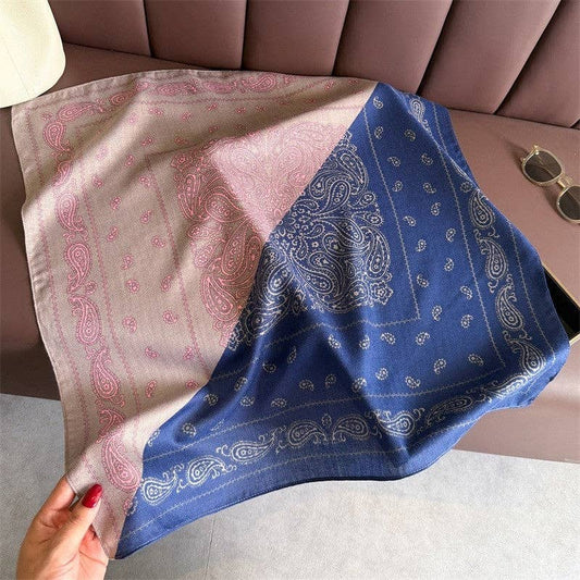 Square Scarf: Navy/Taupe
