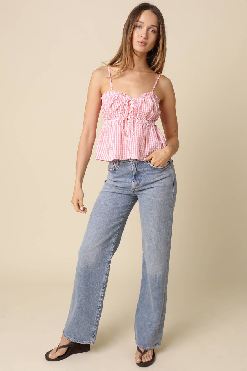 Emilie Button-Front Peplum Cami