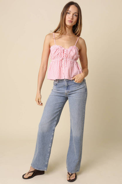 Emilie Button-Front Peplum Cami