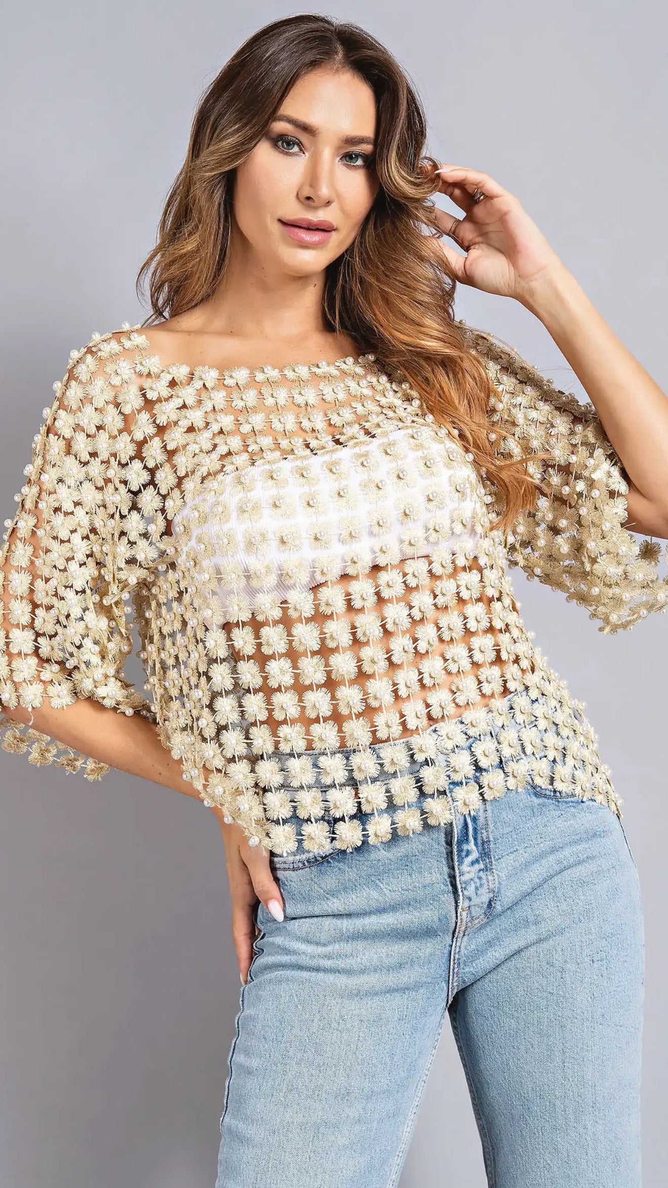 Justine Pearled Poncho