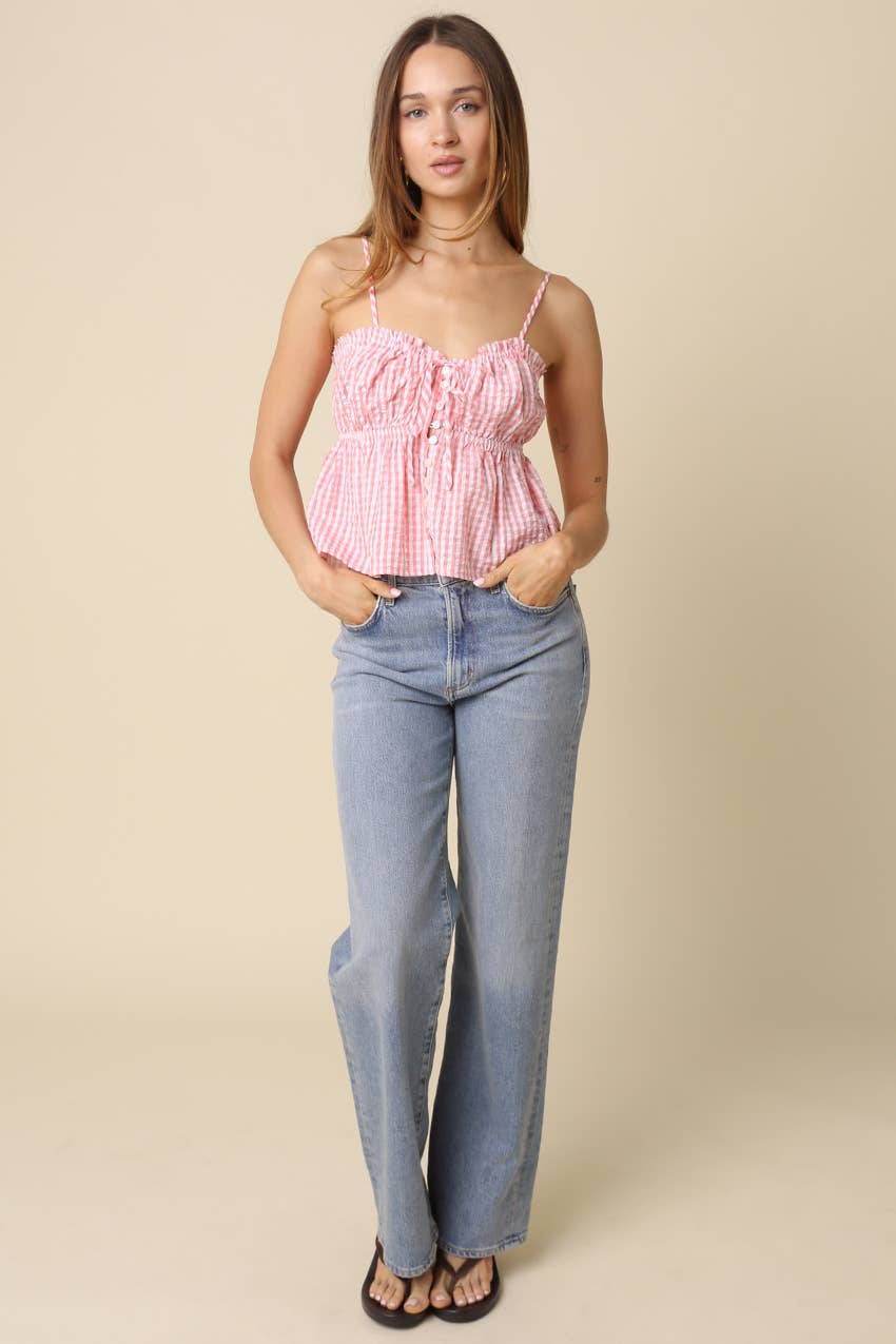 Emilie Button-Front Peplum Cami