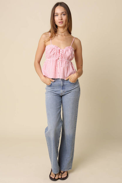 Emilie Button-Front Peplum Cami