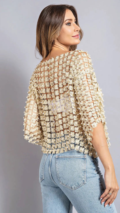 Justine Pearled Poncho