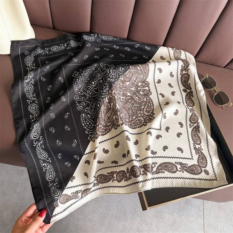Square Scarf: Black/Taupe