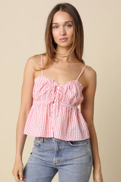 Emilie Button-Front Peplum Cami