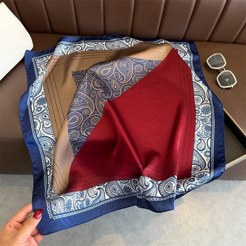 Square Scarf: Navy/Merlot