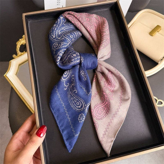 Square Scarf: Navy/Taupe