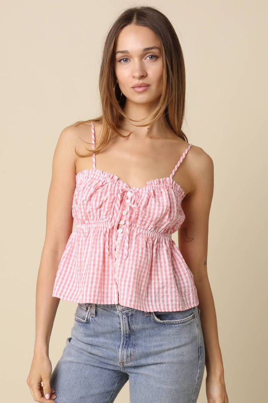 Emilie Button-Front Peplum Cami
